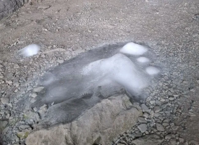 Необычный ледяной след обнаружен у пещеры Шульган-Таш